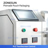 PLC touchscreen control panel on ZS-AFS210V packaging machine