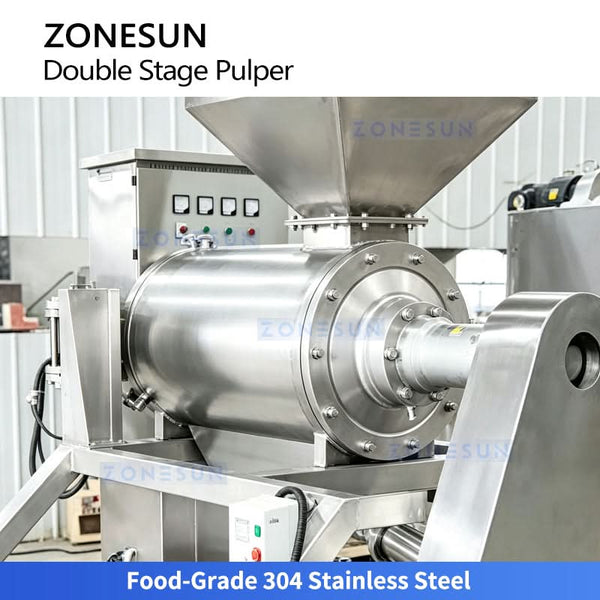ZONESUN Double Stage Fruit Pulper Machine Vegetable Crusher Pitter Refiner