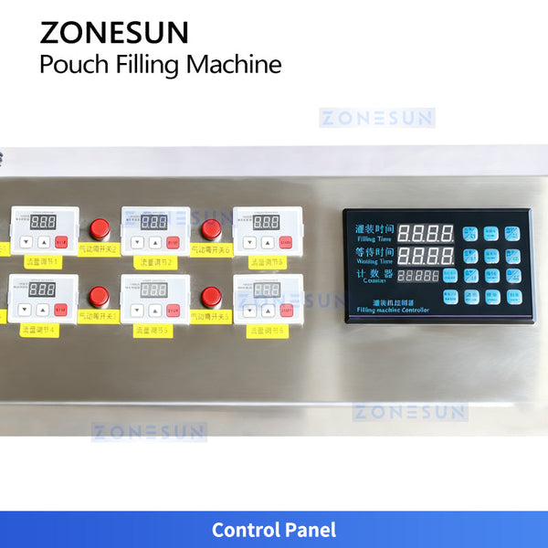ZONESUN ZS-ASP6 Semi-Automatic 6-Head Diaphragm Pump Stand-Up Pouch Filling Machine