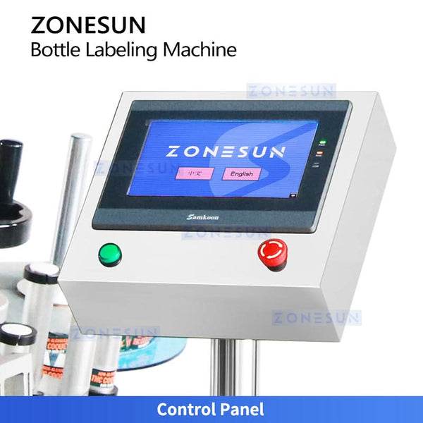 ZONESUN ZS-TB822L2 Automatic Round Bottle Neck and Body Labeling Machine with Color Mark Sensor