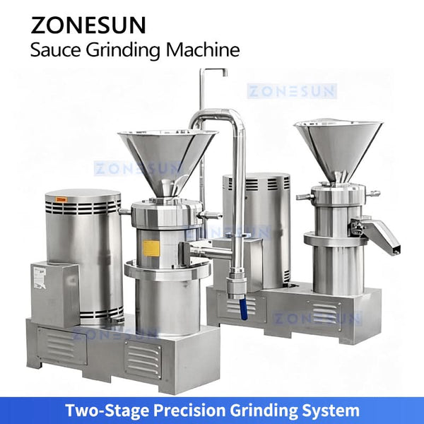 ZONESUN ZS-YM80 Industrial Colloid Mill with Automatic Screw Elevator for Peanut Butter Chili Tahini