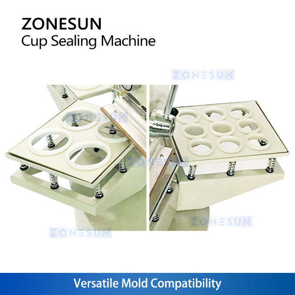 ZONESUN ZS-KCS5 Automatic Cup Sealing Machine with Custom Molds for Yogurt Sauce Pods Coffee Creamer Packaging