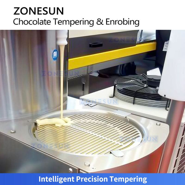 ZONESUN ZS-CG30 Automatic Chocolate Tempering & Enrobing Machine | 25L Coating for Bakery & Candy