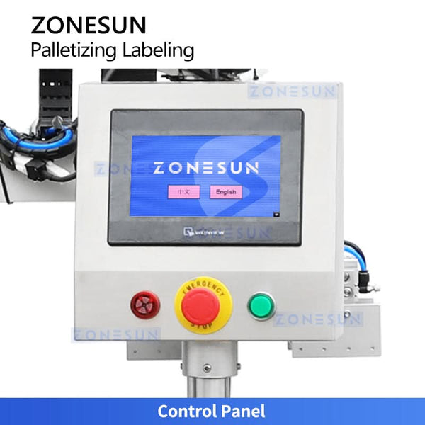 ZONESUN ZS-TB70DM Dual Lane Bag Palletizing and Labeling Machine Twin Conveyors Robotic Arms