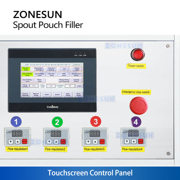ZONESUN ZS-ASPM4 4 Heads Automatic Spout Pouch Filling and Capping Machine with Magnetic Pump