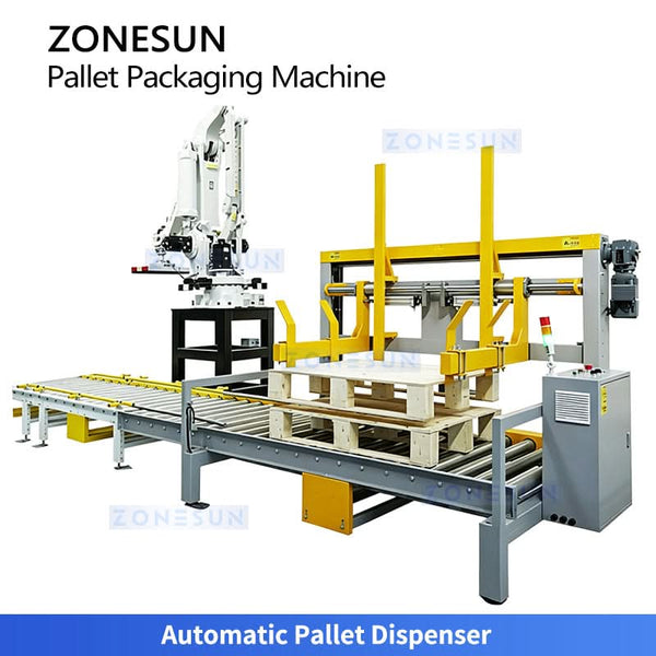 ZONESUN ZS-PWM2 Fully Automatic End-of-Line Packaging System Robotic Palletizer Strapping Stretch Wrapping Labeling Integrated Solution