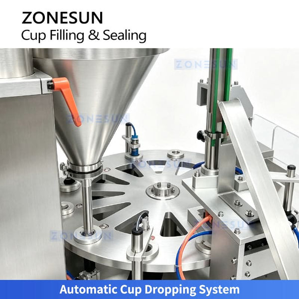 ZONESUN ZS-AFS20D Automatic Rotary Tea Cup Filling and Sealing Machine for Pre-Layered & Filter Tea Cups