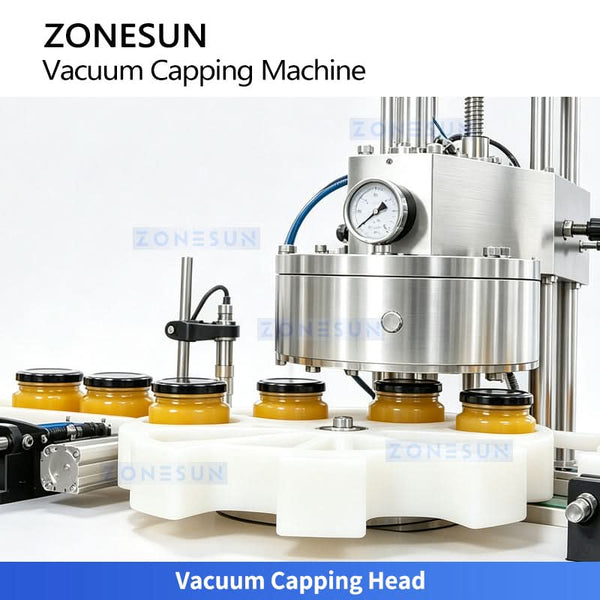 ZONESUN ZS-XG240 Automatic Vacuum Capping Sealing Machine for Metal Lugs Tin Caps