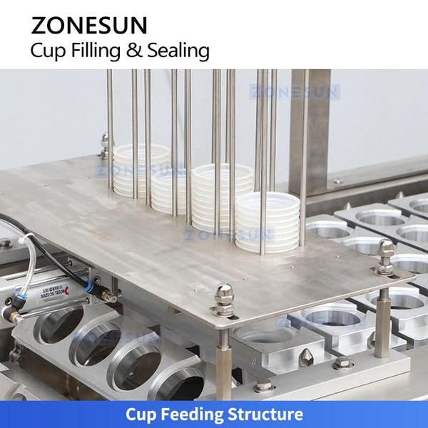 ZONESUN ZS-AFS01P Automatic Linear 4-Head Cup Filling and Sealing Machine for Yogurt Pudding Jam