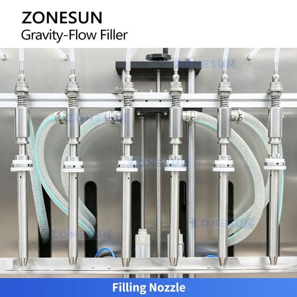 ZONESUN ZS-VTGZ100E Automatic 6 Nozzle Gravity Liquid Filler for Water Juice Wine
