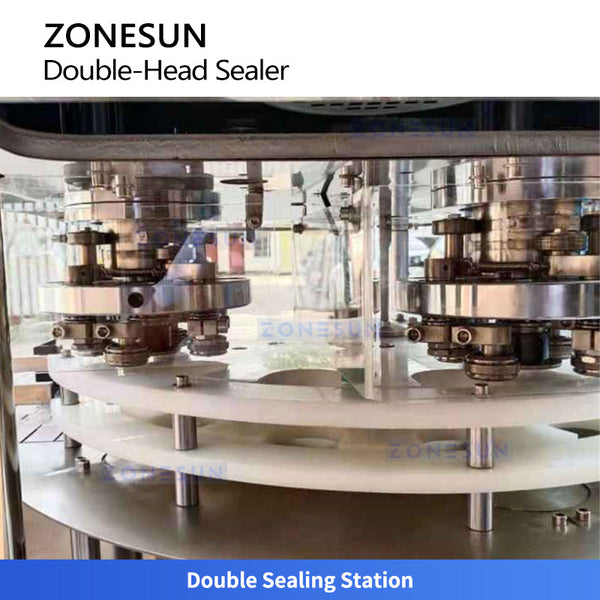 Zonesun ZS-AFK100 Automatic Double Head Can Seamer Seaming Machine for Tin Aluminum Cans Non-rotary