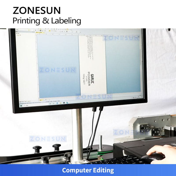 ZONESUN ZS-TB162PO Real-Time Printing Wrap-Around Square Bottle Labeling Machine