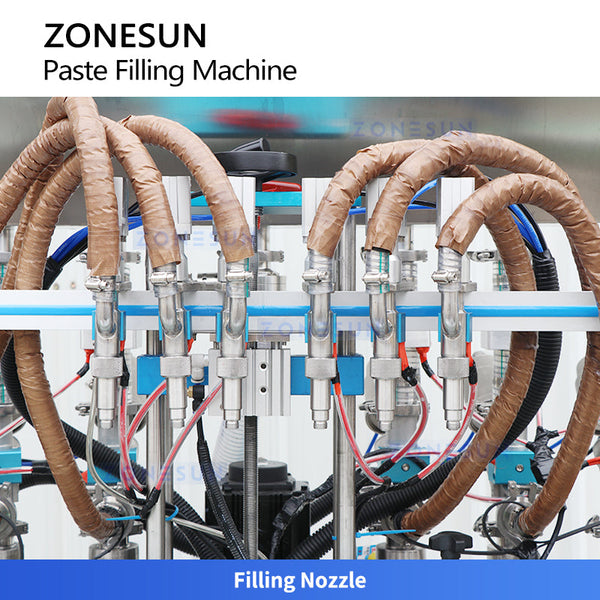 ZONESUN ZS-YT6T-6PXH Automatic Piston Pump Filling Machine with Heating and Stirring Hopper for High Viscosity
