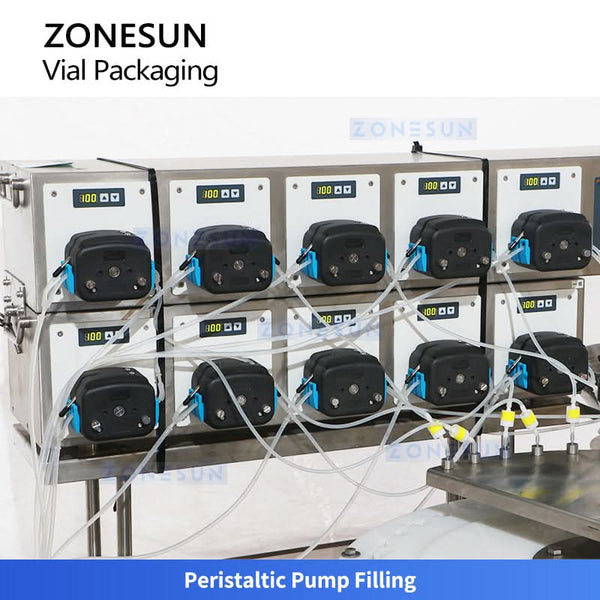 ZONESUN ZS-AFY1 Automatic 10 Heads Peristaltic Pump Vial Filling and Capping Machine Monoblock Machine