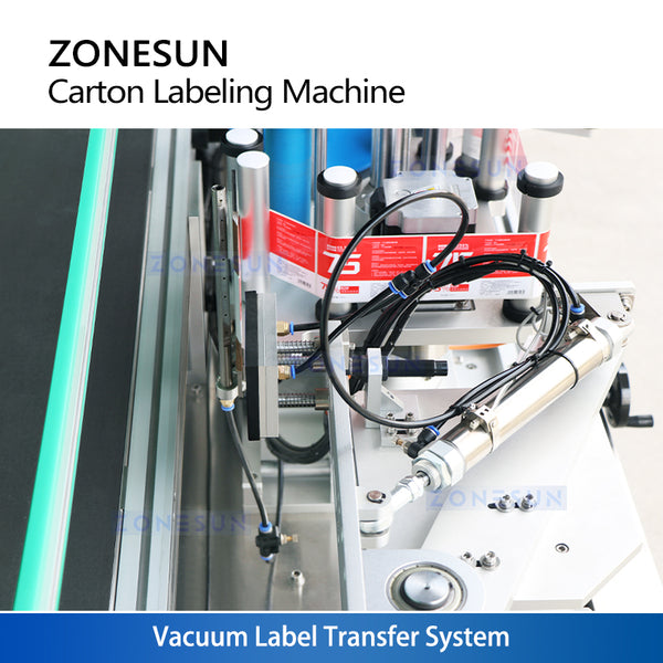Vacuum label transfer system for carton labeling