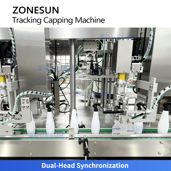 ZONESUN ZS-VTXG3 Automatic Double-Head Tracking Capping Machine for Lotion Pumps Trigger Sprays