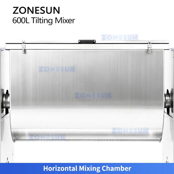 ZONESUN ZS-BM600L Stainless Steel Horizontal Tilting Mixer Industrial Food Grade Dough Powder Mixing Machine