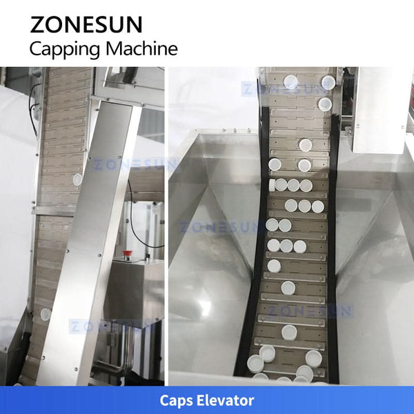 ZONESUN ZS-XG441RSL Fully Automatic Servo Capping Machine with Cap Elevator