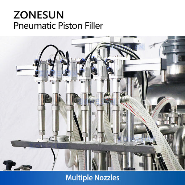 ZONESUN ZS-YT6T-6Y Automatic Pneumatic Piston Viscous Liquid Filling Machine 6 Heads Tomato Sauce Juice Filler