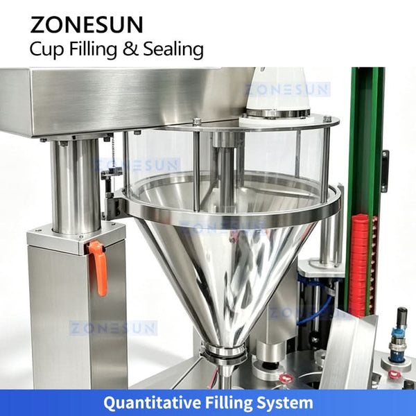 ZONESUN ZS-AFS20D Automatic Rotary Tea Cup Filling and Sealing Machine for Pre-Layered & Filter Tea Cups