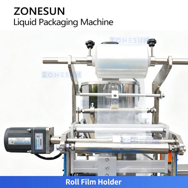 ZONESUN ZS-FS220UB High Speed Liquid Form Fill Seal Machine with Conveyor Belt for Juice Sauce Sachet Pouch