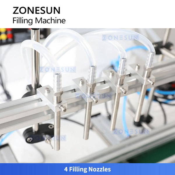 ZONESUN ZS-DTDP400V Double Cylinder 4-Head Diaphragm Pump Liquid Filling Machine for Bottles Jars