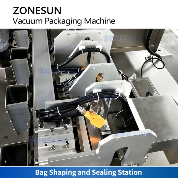 ZONESUN ZS-VCM1000 Automatic Brick-Shape Vacuum Packaging Machine and Coner Labeling Machine
