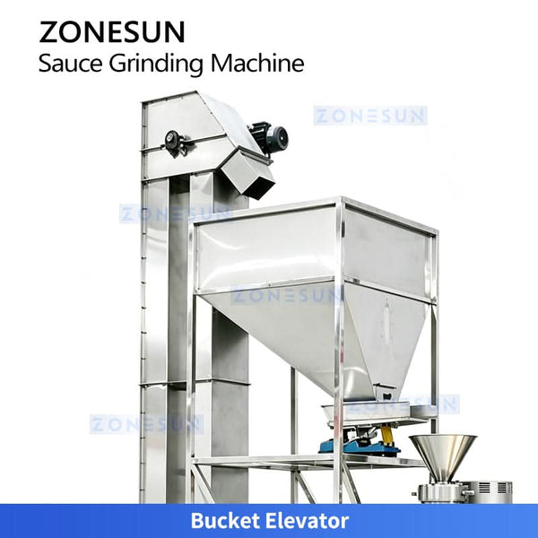 ZONESUN ZS-YM80 Industrial Colloid Mill with Automatic Screw Elevator for Peanut Butter Chili Tahini