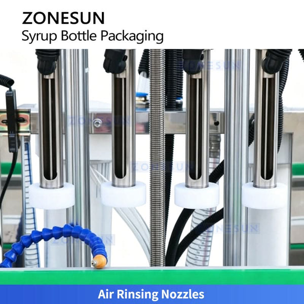 ZONESUN ZS-FAL180V10 4-Head Paste Filling Line Air Rinser Filler Screw Capper Press Capper Turnkey System
