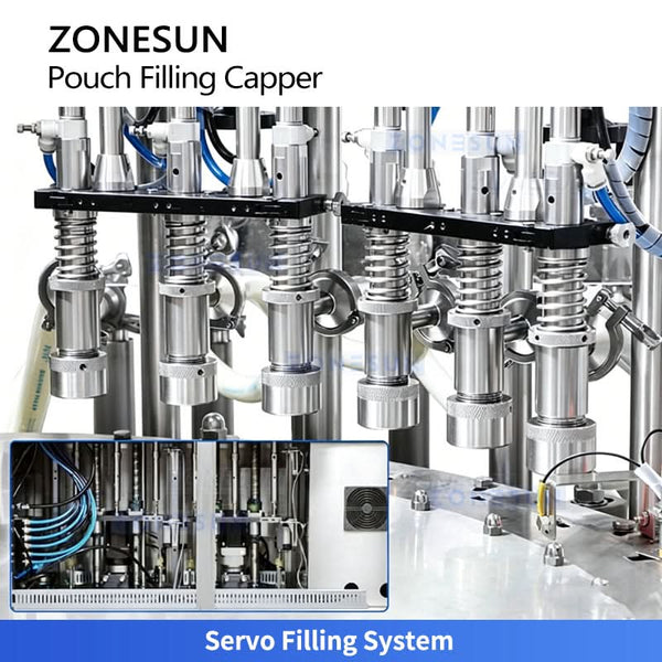 ZONESUN ZS-AFC12M Rotary Spouted Pouch Filling and Capping Machine Piston Filling