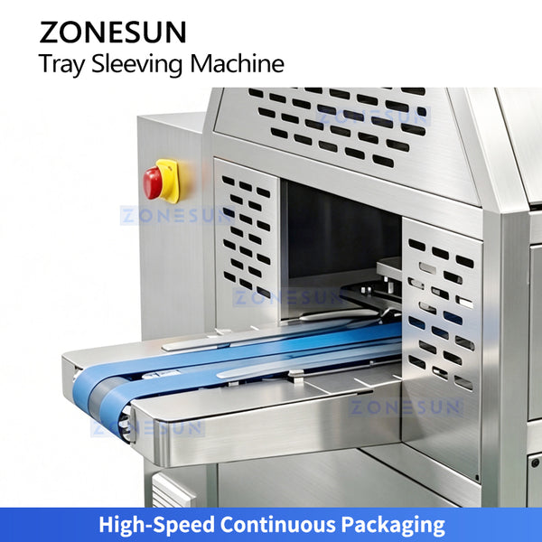 ZONESUN ZS-FK55 Automatic Tray Sleeving Machine for Food Containers Fruit Food Trays