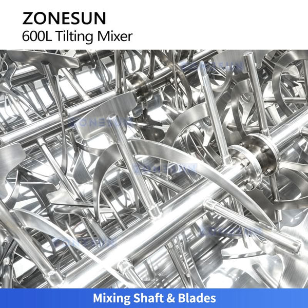 ZONESUN ZS-BM600L Stainless Steel Horizontal Tilting Mixer Industrial Food Grade Dough Powder Mixing Machine