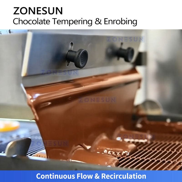 ZONESUN ZS-CG30 Automatic Chocolate Tempering & Enrobing Machine | 25L Coating for Bakery & Candy