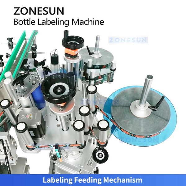 ZONESUN ZS-TB822L2 Automatic Round Bottle Neck and Body Labeling Machine with Color Mark Sensor