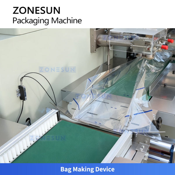 ZONESUN ZS-ZB350X2 Horizontal Flow Wrapper Automatic Pillow Vacuum Packaging Machine