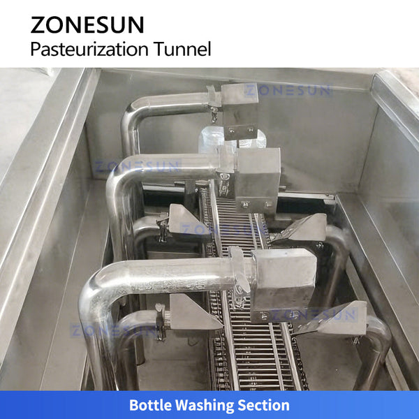 ZONESUN ZS-PM2 Tunnel Pasteurizer for Bottled Juice Milk Beverage Heat Treatment
