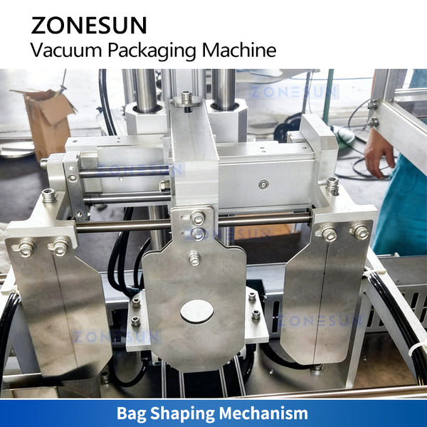 ZONESUN ZS-VCM1000 Automatic Brick-Shape Vacuum Packaging Machine and Coner Labeling Machine