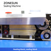 ZONESUN ZS-FR770 Continuous Foil Bag Sealing Machine with Date Coding Printer Conveyor Band Sealer