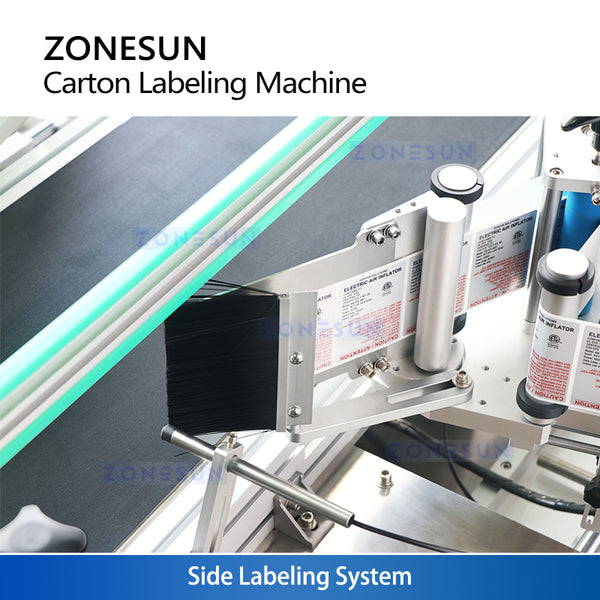 Automatic carton side labeling system