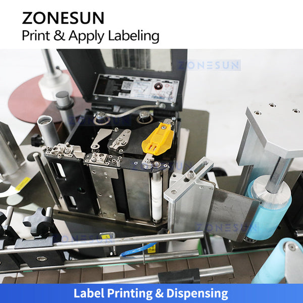 ZONESUN ZS-TB164PO Automatic Round Bottle Print and Apply Labeler Real-Time Sticker Labeler