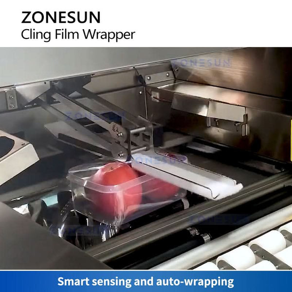 ZONESUN Automatic Cling Film Wrapping Machine Food Tray Wrapper ZS-CW