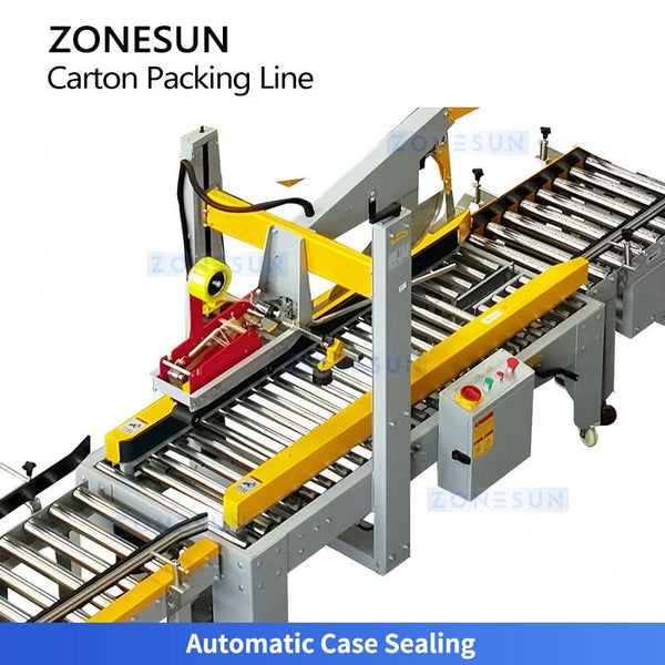 ZONESUN ZS-CSPM5 Automatic End-of-Line Packaging Solution Integrated Case Erecting Grouping Sealing Robotic Palletizing Stretch Wrapping Line