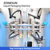 ZONESUN ZS-FS220UB High Speed Liquid Form Fill Seal Machine with Conveyor Belt for Juice Sauce Sachet Pouch