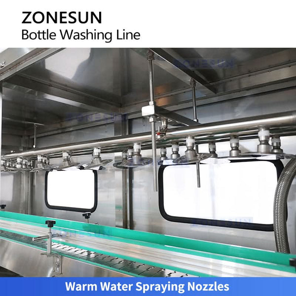 ZONESUN ZS-WBL3000 Industrial Tunnel Bottle Washer & Dryer Line Water Recycling