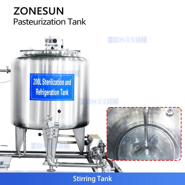 Zonesun ZS-PRT100L Customizable Dairy Pasteurizer Tank with Integrated Cooling System