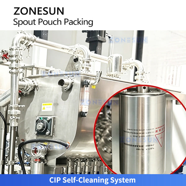 ZONESUN ZS-SPFC7 12-Nozzle Automatic Spout Pouch Filling and Capping Machine CIP Cleaning for Juice Sauce
