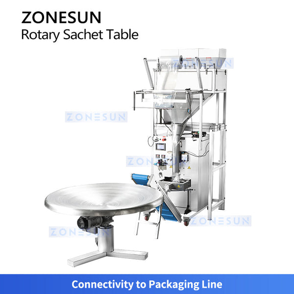 ZONESUN ZS-LP1200L Stainless Steel Rotary Turntable Accumulation Table for Pouch