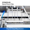 ZONESUN ZS-ASPM4 4 Heads Automatic Spout Pouch Filling and Capping Machine with Magnetic Pump