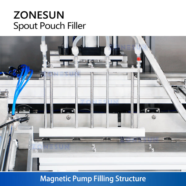 ZONESUN ZS-ASPM4 4 Heads Automatic Spout Pouch Filling and Capping Machine with Magnetic Pump