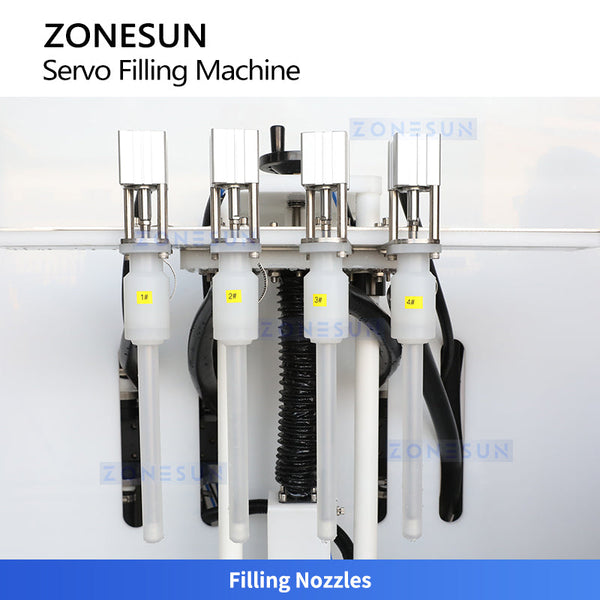 Zonesun ZS-GYCR4A 4-Head Servo Motor Liquid Filling Machine for Corrosive Chemicals Bleach Strong Acid